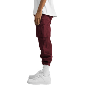 Pantalones Jogger Cargo Color Granate para Hombre, Pantalones Casuales Ligeros con Bolsillos Laterales y Dobladillo Elástico - Product Image 3