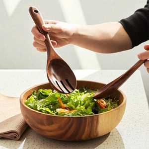 Bol à salade en bois d'olivier fait main, écologique, design moderne poli miroir, cadeau idéal pour les fêtes, Lavie Creations - Product Image 1
