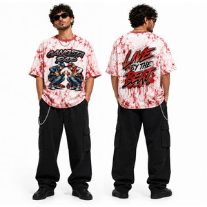 220 GSM Heavyweight Vintage Acid Wash T-<b>shirt</b> <b>100</b>% Cotton/<b>100</b>% <b>Polyester</b> Unisex Regular Fit Combed Double Yarn Blank Distressed - Product Image 6