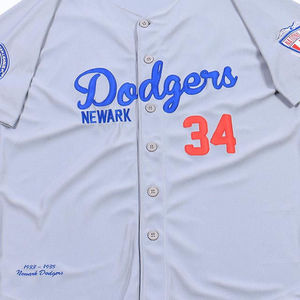 Maillot de baseball des Dodgers de Newark pour homme, gris, manches courtes, en sergé, avec boutons sur le devant, vêtement de sport, coupe régulière pour adulte - Product Image 4