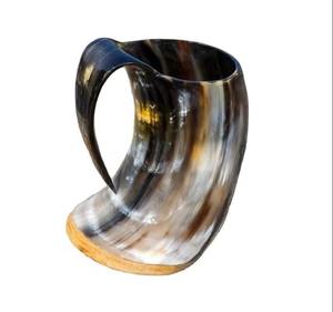 Grande tasse à bière en corne de buffle naturelle, faite à la main, style rustique viking - Product Image 6
