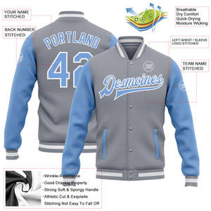 Chaqueta Varsity Personalizada para Hombre, 100% Poliéster, Estilo Casual, Chaqueta de Béisbol con Letras de Equipo, Bolsillos con Ribetes y Broches - Product Image 3