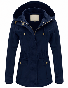 Parka Larga con Capucha Negra para Mujer, con Cierre, Bolsillos, Forro Grueso Desmontable, Transpirable y Ecológico - Product Image 4