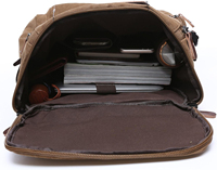 Sac à dos vintage écologique de qualité supérieure en toile cirée et cuir haut de gamme avec fermoirs géométriques pour l'école et les activités de plein air 20-39L