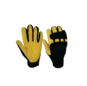 Gants de travail en cuir jaune et noir, avec manchette de sécurité, épaisseur 2 mils, texture intégrale, antidérapants, avec poignet élastique, gants de sécurité généraux - Product Image 1