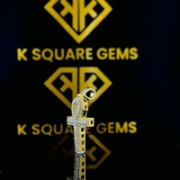 Colgante Cristiano de Hip Hop Personalizado con Moissanita Cultivada en Laboratorio, Corte Oro Amarillo, Claridad VVS, Plata de Ley, Unisex, Fino