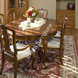 Juego de Comedor de Madera Maciza Hecho a Mano de Lujo para 6 Personas, Sillas Talladas Ornamentadas, Acabado Premium - Product Image 2
