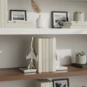 Modern Silver-Plated Stainless Steel Bookend Rectangle Shape Polished Home Decoration Metal <b>Craft</b> - Product Image 1