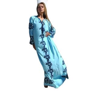 Robe brodée à manches longues pour femmes, style islamique, Chic, bohème, à la mode, élégante, décontractée, Maxi - Product Image 1