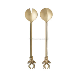 Casted Luxury Deer Stag Handles Gold Finish Salad <b>Spoon</b> <b>And</b> <b>Fork</b> <b>Set</b> Stainless Steel Salad Server <b>Sets</b> For Parties Table Use - Product Image 1