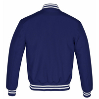 Blouson Bomber Varsity Tendance Bleu Marine pour Homme Coupe-Vent Col Montant Bordure Rayée Poignets Côtelés Manteau d'Automne