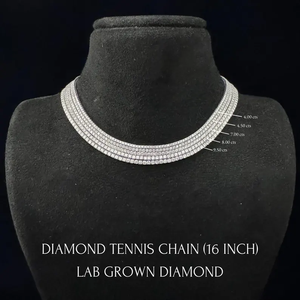 สร้อยคอเพชรทรงบริลเลียนต์ Dada Diamond Jewellery รับรองโดย IGI น้ำหนัก 3-10 กะรัต ความยาว 16 นิ้ว ทองคำแท้ 14K เหมาะสำหรับงานปาร์ตี้ งานแต่งงาน ของขวัญสำหรับเขาและเธอ - Product Image 2