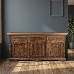 Aparador Rústico de Madera Antigua con 3 Cajones y 3 Puertas con Paneles Elevados, Mueble para Sala de Estar - Product Image 4