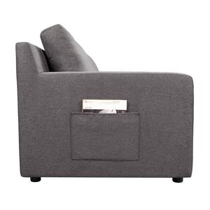 Divano Sezionale a U Waylon 145.5'' in Lino Grigio a 7 Posti con Chaise Longue e Tasca per Soggiorno - Product Image 5