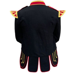 เสื้อแจ็คเก็ตแบ็กไปเปอร์แบบดับเบิ้ลสำหรับวงโยธวาทิต ตกแต่งด้วยเชือกเงิน กระดุม และแถบสีขาว คุณภาพพรีเมียม มีจำหน่าย - Product Image 4