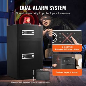 7.2 Cu.ft Double Door Safe <b>Box</b> with Key <b>Lock</b> and Password Fireproof Bag Key Rack & LED Light 2 Height - Product Image 5