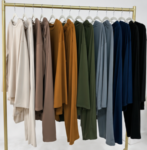 Women's Modest Oversized <b>Two</b> <b>Piece</b> Lounge Set Loose Fit Long Sleeve Top & Wide Leg Pants Matching Outfit Islamic Casual Wear - Product Image 5