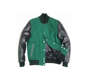 Veste universitaire en laine pour homme avec manches en cuir, fermeture à boutons, vêtement décontracté d'hiver, veste universitaire de style collégial - Product Image 2
