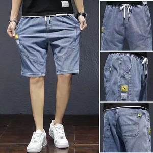 Pantalones Cortos Bermuda de Mezclilla Lavada para Hombre con Cierre de Cordón y Bolsillos, Estilo Casual, Cintura Media, Tela de Lona de Algodón Azul - Product Image 4