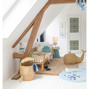 Vintage Rattan Shark Laundry <b>Hamper</b> With Lid Wicker Storage <b>Basket</b> Kids Toy Organizer Nursery Decorative <b>Basket</b> OEM ODM - Product Image 4