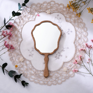 Ensemble de miroirs de maquillage portatifs en bois faits à la main, miroirs de vanité ronds décoratifs en bois naturel, miroir de coiffeuse en bois, décoration d'intérieur, cadeau - Product Image 6