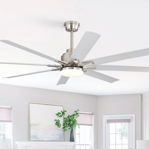 Ventilatore da Soffitto Smart da 52 Pollici con 8 Pale Nere in ABS, 6 Impostazioni di Velocità del Vento, Telecomando Vocale per Camera da Letto, Soggiorno, Patio, Cucina - Product Image 1