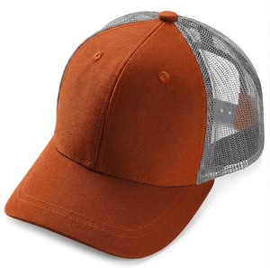 High Quality Rust Colorblock Trucker Hat 6-Panel Mesh Back Adjustable <b>Snapback</b> <b>Cap</b> Casual Outdoor Summer Headwear - Product Image 4