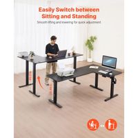 Bureau d'angle électrique réglable en hauteur en forme de L noir pour le bureau/le gaming, modèle D0100X32XQ2