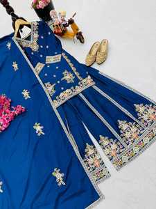 Traje Tradicional Pakistaní e Indio para Bodas y Fiestas, Estilo Bollywood, Sharara de Seda - Product Image 6
