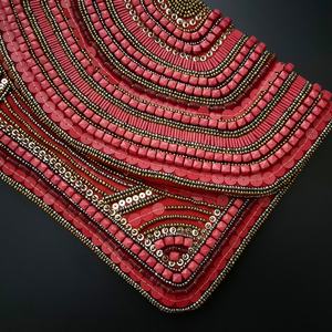 Handmade <b>Red</b> Beaded Embroidered Cotton Purse Rectangular Shape Art Craft Decorative <b>Clutch</b> - Product Image 5