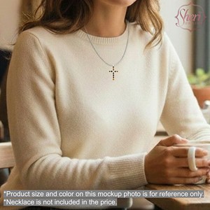 [Sheri Jewels] Eye Catching Cross Style 18K Solid Gold Natural Yellow Diamond Pendant for Women - Causal Wear - Product Image 4