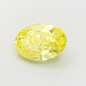 Diamante sintético ovalado de color amarillo intenso, cultivado en laboratorio, certificado por IGI, corte excelente, 3 quilates, claridad VVS2. - Product Image 1