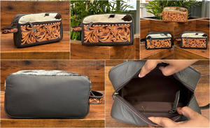 Neceser de Cuero Repujado con Pelo, Popular al por Mayor, para Mujer, Bolsa de Maquillaje Personalizada de Cuero Vacuno para Viajar - Product Image 3