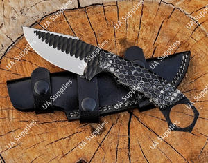Cuchillo de Supervivencia para Caza y Camping, Forjado a Mano en Acero Inoxidable 12C27, Hoja Fija con Orificio para el Dedo, Diseño Honeycomb - Product Image 5