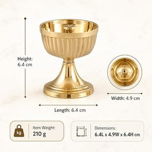 Lampe à huile en laiton plaqué or avec figurine religieuse et motif de divinité Diwali pour la décoration de prière - Product Image 4