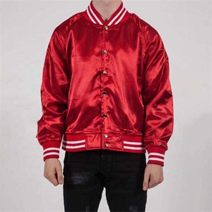 Hot Sale <b>Men's</b> High Quality Satin <b>Baseball</b> <b>Jacket</b> High School Street Varsity Style Stand Collar Solid Color Thin <b>Jacket</b> - Product Image 1