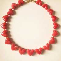 Collier en perles de corail en forme de cœur pour femme avec perles naturelles et résine, bijoux faits à la main MN EXPORTS, style mignon, cadeau pour fête chrétienne ou mariage