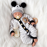 Poupées Reborn Babeside de 17 pouces, modèle Brett, bébé fille endormie, corps réaliste en vinyle et tissu, costume de panda, vente en gros OEM ODM