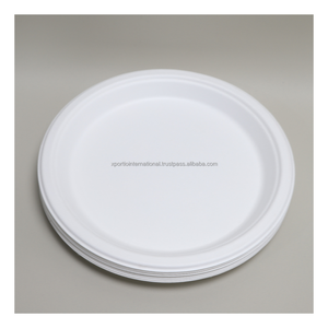 Nouvelles Assiettes Rondes en Bagasse de Canne à Sucre, Compostables, Certifiées ISO, Adaptées au Micro-ondes, Lots en Gros pour Plats Chauds et Traiteur - Product Image 1
