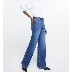 Jeans Clásicos de Mezclilla Lavada para Mujer, Corte Ajustado, Elásticos, Casuales, Transpirables, de Cintura Alta, a la Moda - Product Image 3