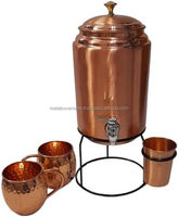 Distributeur d'eau en cuivre poli moderne 100% fait main, martelé, 5L, taille personnalisée, 2,5 gallons, bienfaits pour la santé ayurvédique
