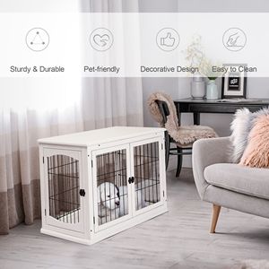 Cuccia per Cani in Legno da 26 Pollici, Mobile da Interno con 2 Porte Bloccabili e Ripiano Superiore, Elegante Design a Tavolino - Product Image 4
