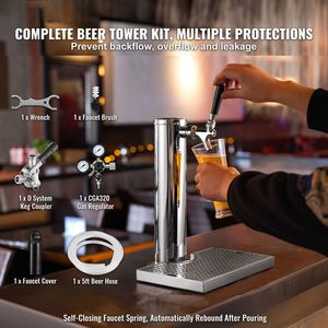 Dispenser per Birra a Torre Singola in Acciaio Inossidabile con Doppio Manometro CGA320, Kit di Conversione per Kegerator Domestico - Product Image 2