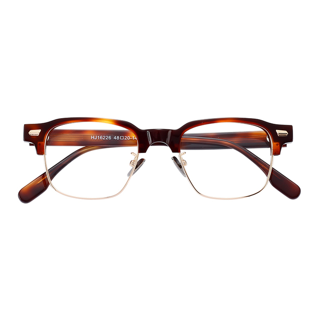 Unisex Custom Logo Square Blue Light Acetate Metal Eyeglasses Branded Clear Lens Diamond Face Classic Style for Reading