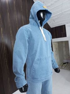 Best Men's 100% Cotton Winter Hooded <b>Jeans</b> Solid Casual Street Style Regular Fit Durable <b>Soft</b> Quick Dry Eco-Friendly Breathable - Product Image 2