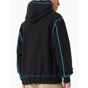 Sudadera con Capucha Negra Extra Grande para Hombre, Poliéster/Algodón, Forro Polar Ecológico, Bolsillo Impermeable, Ropa Casual de Invierno - Product Image 2