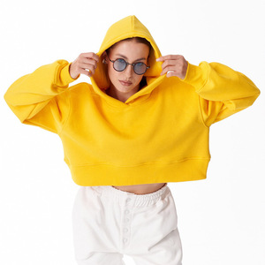 Sudadera con Capucha Corta de Algodón Grueso de Alta Calidad con Logotipo Personalizado, Manga Murciélago, Estilo Casual para Mujer - Product Image 6