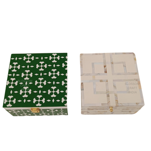 Boîte en nacre incrustée d'os, multifonctionnelle, pour le rangement de bijoux, artisanale, décorative, coffret organisateur, cadeau haut de gamme, décoration - Product Image 4