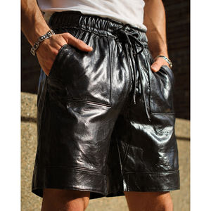 Pantalones Cortos de Motociclista para Hombre, de Cuero Genuino y Cuero Sintético, Estilo Urbano, Transpirables, Resistentes al Viento, Talla Grande, Estilo Vintage - Product Image 1
