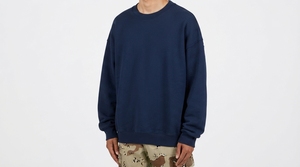 Sweat-shirt à col rond surdimensionné pour homme, couleur unie, coton, molleton français, pull décontracté, vêtements d'automne - Product Image 3